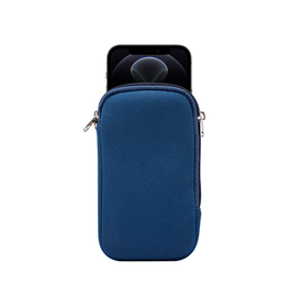 iPhone 15 Plus | iPhone 15 Plus - Simple Nylon Sleeve Etui M. Lynlås - Navy / Blå - DELUXECOVERS.DK