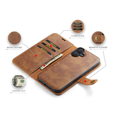 iPhone 17 | iPhone 17 - DG.MING™ Vintage 2-i-1 Læder Etui M. Cover - Brun - DELUXECOVERS.DK
