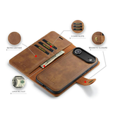 iPhone 17 Air | iPhone 17 Air - DG.MING™ Vintage 2-i-1 Læder Etui M. Cover - Brun - DELUXECOVERS.DK