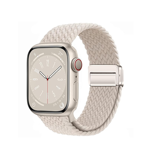 Apple Watch (42/44/SE/45/46/49mm) - Woven Magnetisk Flettet Rem - Starlight