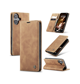 iPhone 16 | iPhone 16 - CaseMe™ Noble Læder Etui / Pung - Brun - DELUXECOVERS.DK