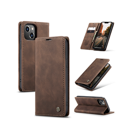 iPhone 14 | iPhone 14 - CaseMe™ Noble Læder Etui / Pung - Mørkebrun - DELUXECOVERS.DK