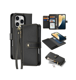 iPhone 16 Pro Max | iPhone 16 Pro Max - DUX DUCIS™ 2-i-1 Læder Etui M. Aftageligt Cover - Sort - DELUXECOVERS.DK