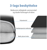 Neopren Stødsikkert Sleeve | Tablet - Maks 28 x 21cm - Sort