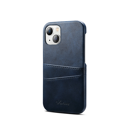 iPhone 15 | iPhone 15 - NX Design™ Læder Cover M. Kortholder - Navy - DELUXECOVERS.DK