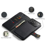 iPhone 17 Pro Max | iPhone 17 Pro Max - Vintage 2-i-1 læder etui (aftageligt cover) – Sort – DG.MING™ - DELUXECOVERS.DK