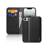 iPhone 16e | iPhone 16e - DUX DUCIS® Ægte Læder Etui M. Kortholder - Sort - DELUXECOVERS.DK