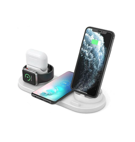 3-i-1 & Multi-Ladestationer | 6-i-1 Mobil Ladestation Trådløs til Mobil / iPhone (15W) - Hvid - DELUXECOVERS.DK