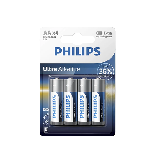 Batteri | Philips® ExtremeLife+ - LR6E4B - AA 1.5V Batterier - 4.stk - DELUXECOVERS.DK