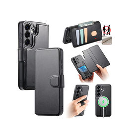 Samsung Galaxy S25 | Samsung Galaxy S25 - CaseNeo™ 2-i-1 MagSafe Læder Cover M. Kortholder - Sort - DELUXECOVERS.DK