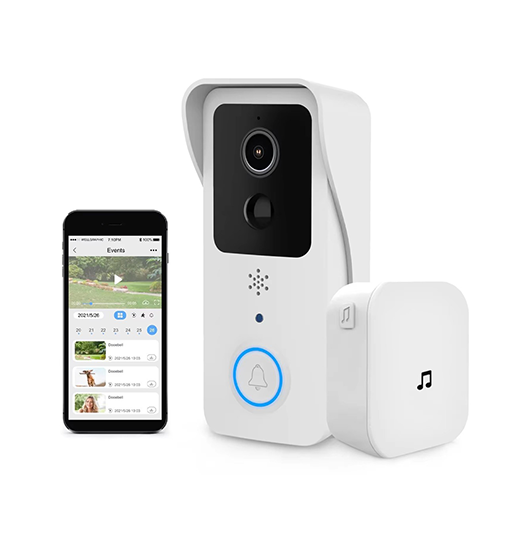 Dørklokke | NordView™ Smart Video-dørklokke med Trådløs Ringeklokke – Hvid - DELUXECOVERS.DK