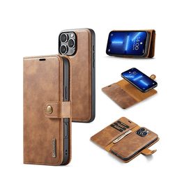 iPhone 11 Pro Max | iPhone 11 Pro Max - DG.MING™ Vintage 2-In-1 Læder Etui M. Cover - Brun - DELUXECOVERS.DK