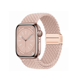 Apple Watch (42/44/SE/45/46/49mm) - Woven Magnetisk Flettet Rem - Pink Sand