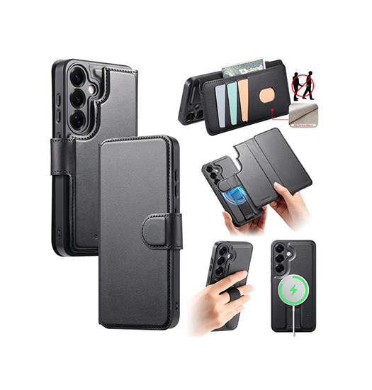 Samsung Galaxy S25 Plus | Samsung Galaxy S25 Plus - CaseNeo™ 2-i-1 MagSafe Læder Cover M. Kortholder - Sort - DELUXECOVERS.DK