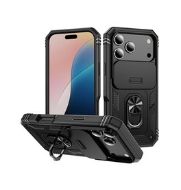 iPhone 17 Pro | iPhone 17 Pro - NX Pro™ Armor Cover m. Ring Holder - Sort - DELUXECOVERS.DK