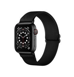 Apple Watch 42mm | Apple Watch (42/44/SE/45mm & Ultra) - Polyester Nylon Rem Armbånd - Sort - DELUXECOVERS.DK