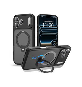 iPhone 17 Pro Max | iPhone 17 Pro Max - MagSafe-cover med stander - Sort - DELUXECOVERS.DK