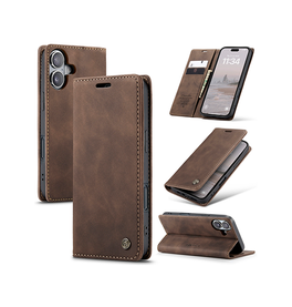 iPhone 16 Plus | iPhone 16 Plus - CaseMe™ Noble Læder Etui / Pung - Mørkebrun - DELUXECOVERS.DK