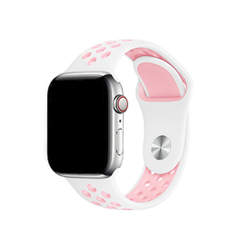 Apple Watch 38mm | Apple Watch (38/40/SE/41/42mm) - 4Run™ Silikone Løbe Sportsrem - Rose/Hvid - DELUXECOVERS.DK