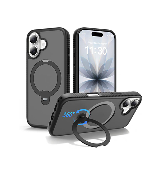 iPhone 17 | iPhone 17 - MagSafe-cover med stander - Sort - DELUXECOVERS.DK