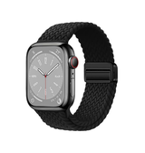 Apple Watch (42/44/SE/45/46/49mm) - Woven Magnetisk Flettet Rem - Sort
