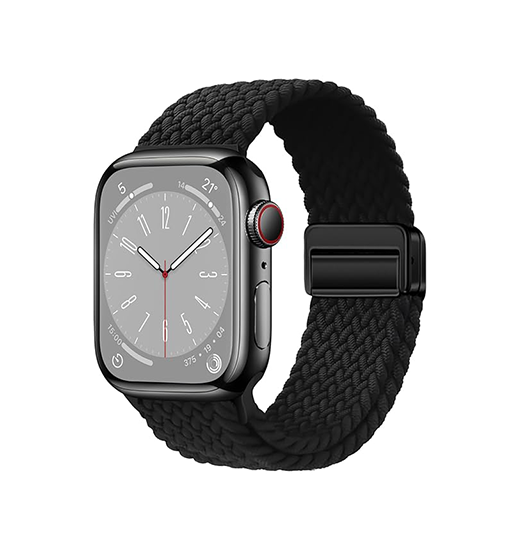 Apple Watch (42/44/SE/45/46/49mm) - Woven Magnetisk Flettet Rem - Sort