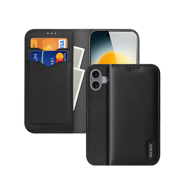iPhone 17 | iPhone 17 - DUX DUCIS® Ægte Læder Etui M. Kortholder - Sort - DELUXECOVERS.DK