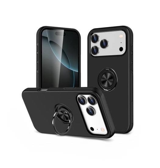 iPhone 18 Pro - PRO™ Armor Cover m. Ring Holder - Sort