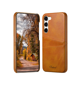 Samsung Galaxy S24 Plus | Samsung Galaxy S24 Plus - NX Design™ Læder Cover M. Kortholder - Lysebrun - DELUXECOVERS.DK