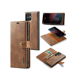 Samsung Galaxy S23 Ultra | Samsung Galaxy S23 Ultra - DG.MING™ Vintage 2-i-1 Læder Etui M. Cover - Brun - DELUXECOVERS.DK