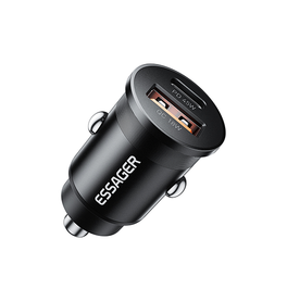 USB oplader | ESSAGER™ | 45W - Hurtig Biloplader - USB-A & USB-C - Sort - DELUXECOVERS.DK