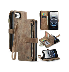 iPhone 16e | iPhone 16e - CaseMe™ Multifunktionel Læder Etui / Pung - Brun - DELUXECOVERS.DK