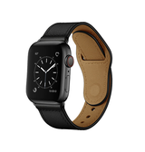 Apple Watch 38mm | Apple Watch (38/40/SE/41/42mm) - FINESSE Ægte Læder Rem - Sort - DELUXECOVERS.DK
