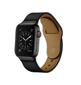 Apple Watch 38mm | Apple Watch (38/40/SE/41mm) - FINESSE Ægte Læder Rem - Sort - DELUXECOVERS.DK