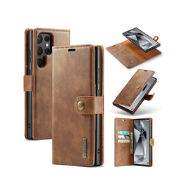 Samsung Galaxy S24 Ultra | Samsung Galaxy S24 Ultra - DG.MING™ Vintage 2-In-1 Læder Etui M. Cover - Brun - DELUXECOVERS.DK