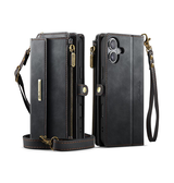 iPhone 16 | iPhone 16 - CaseMe™ Læder Cover med Crossbody Strop - Sort - DELUXECOVERS.DK