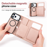 iPhone 18 Pro | iPhone 18 Pro - Nora™ 2-i-1 Wallet Cover (aftageligt cover) – Rosa - DELUXECOVERS.DK