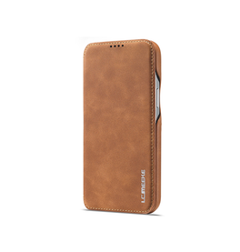 iPhone 13 Pro | iPhone 13 Pro - LC.IMEEKE™ Læder Flip Cover M. Kortholder - Brun - DELUXECOVERS.DK