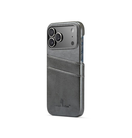 iPhone 17 Pro Max | iPhone 17 Pro Max - NX Design™ Læder Cover M. Kortholder - Grå - DELUXECOVERS.DK