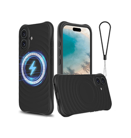 iPhone 16 | iPhone 16 - DeLX™ Wave Silikone Cover - MagSafe kompatibel - Sort - DELUXECOVERS.DK