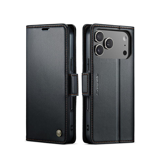 iPhone 17 Pro Max - CaseMe™ Neo Læder Cover / Pung - Sort