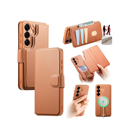 Samsung Galaxy S25 | Samsung Galaxy S25 - CaseNeo™ 2-i-1 MagSafe Læder Cover M. Kortholder - Lysebrun - DELUXECOVERS.DK