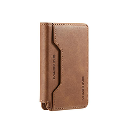 Mobil kortholder | MAGKING™ - K3 Læder RFID Kortholder - M. MagSafe - Brun - DELUXECOVERS.DK