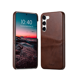 Samsung Galaxy S24 Plus | Samsung Galaxy S24 Plus - NX Design™ Læder Cover M. Kortholder - Brun - DELUXECOVERS.DK