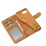 iPhone 16e | iPhone 16e - LC.IMEEKE™ Læder Cover M. Kortholder - Lysebrun - DELUXECOVERS.DK