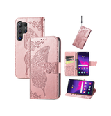 Samsung Galaxy S25 Ultra | Samsung Galaxy S25 Ultra - BUTTERFLY™ Læder Etui / Taske M. Pung - Rose - DELUXECOVERS.DK