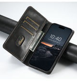 iPhone 16 Pro | iPhone 16 Pro - Suteni® Oil Wax Lædercover - Sort - DELUXECOVERS.DK