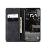 iPhone 17 Pro Max | iPhone 17 Pro Max - CaseMe™ Noble Læder Etui / Pung - Sort - DELUXECOVERS.DK