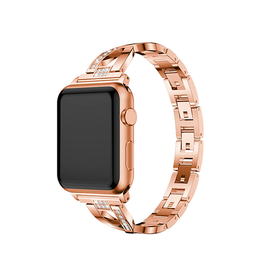 Apple Watch 38-42mm | Apple Watch (38/40/SE/41/42mm) - Diamant Stål Dame Urrem - Roseguld - DELUXECOVERS.DK