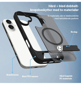 iPhone 16 Plus | <AAA>iPhone 16 Plus - Frosted MagSafe Cover M. Kickstand - Sort - DELUXECOVERS.DK